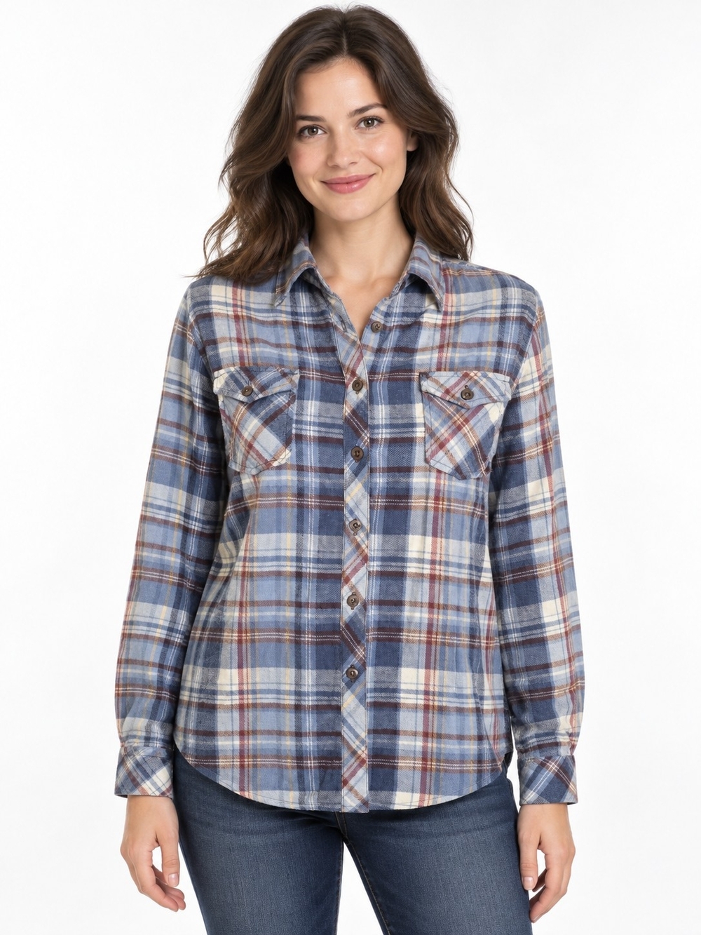 Blue Plaid Button-Down Shirt